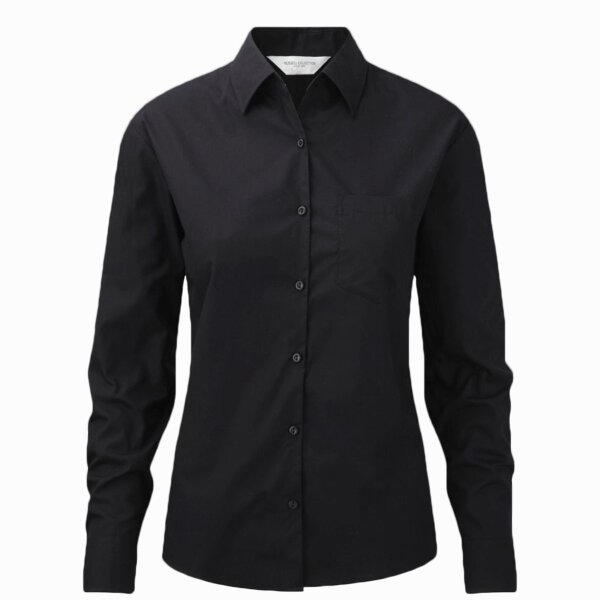 Russell Collection Ladies Long Sleeve Easy Care Cotton Poplin Shirt Thumbnail